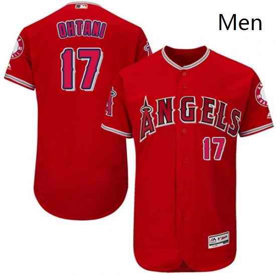 Mens Majestic Los Angeles Angels of Anaheim 17 Shohei Ohtani Red Alternate Flex Base Authentic Collection MLB Jersey